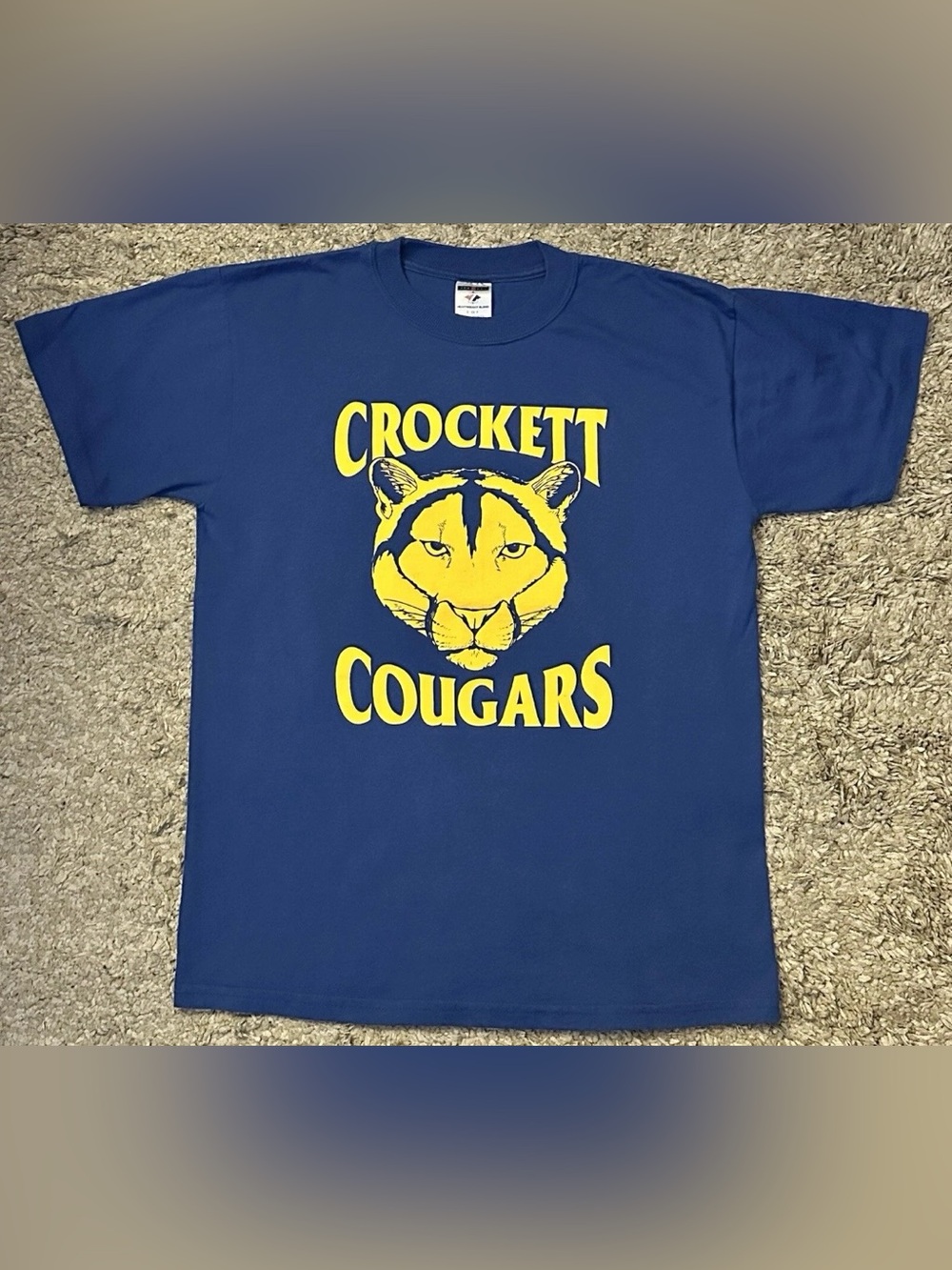 Jerzees Z Heavyweight Blend Men’s S Blue Crew Neck Crockett Cougars S/S T-Shirt